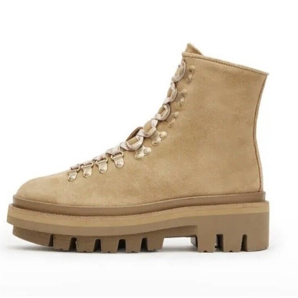 All Saints Wanda Genuine Shearling Lug Sole Combat Boot - Picture 2 of 10